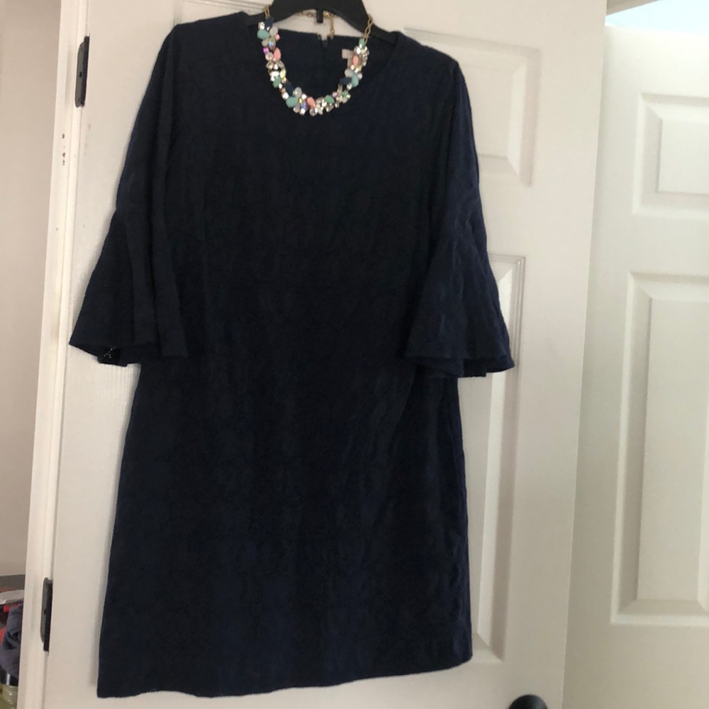 J crew navy eyelet dress